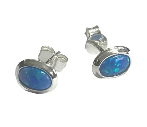 "Ozeanträume" – Ohrstecker mit synthetischem Opal in 925er Silber von Generisch