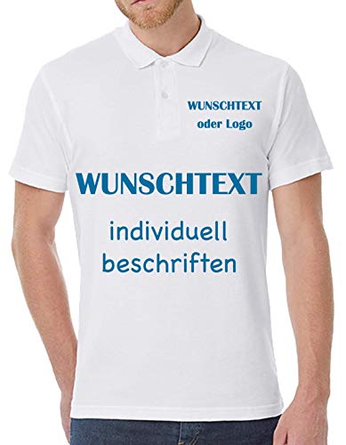 Polo-Shirt mit Ihrem Wunschtext individuell beschriften, Vorderseite und Rückseite möglich ! (L, Blau) von Generisch