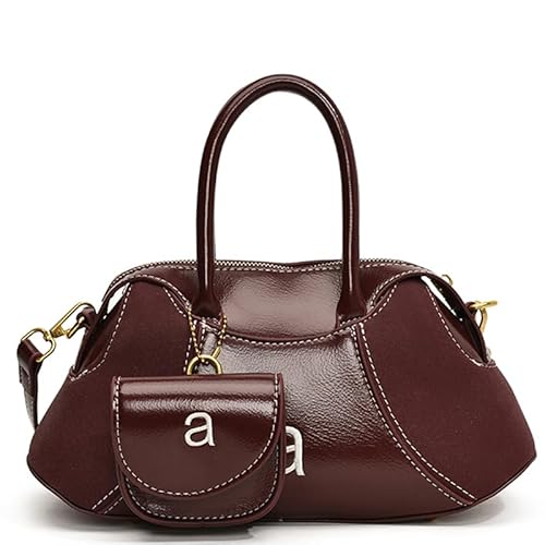 PU Leder Handtasche Geldbörsen Retro Retro Boston Handtasche Kleine Vintage Handtasche für Frauen Arbeit oder Alltag, weinrot, 11.42x10.63x0.39inch von Generisch
