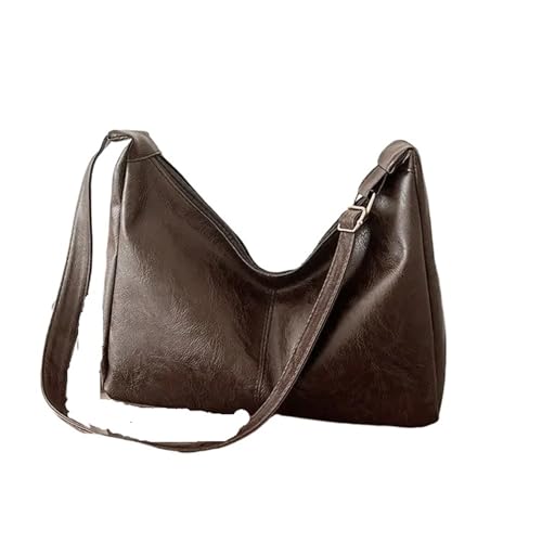 PU-Leder-Tragetasche, Umhängetasche, Crossbody-Tasche für Damen, Textur, großes Fassungsvermögen, Temperament, braun, Einheitsgröße von Generisch