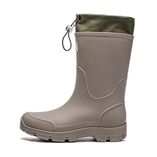 PVC wasserdichte Herren Wellington Stiefel Halbhohe Regenstiefel für Damen & Herren Wasserdicht Mit Blockabsatz rutschfeste Stiefel Gartenschuhe Atmungsaktiv Gartenstiefel von Generisch