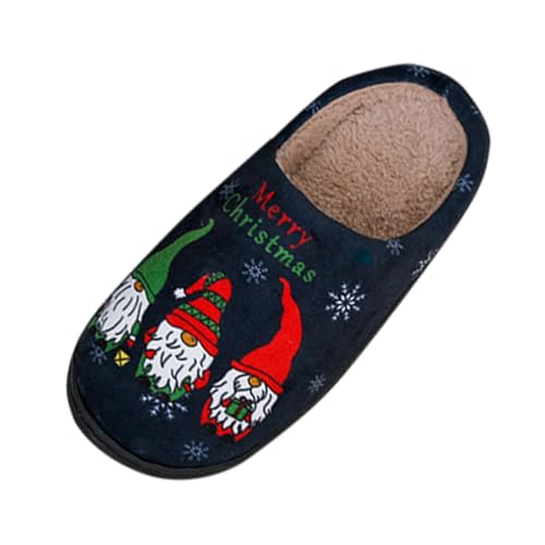 Paar Winter Weihnachten Indoor Home Männer Frauen Baumwolle Hausschuhe warme Dicke Sohle Flauschige Hausschuhe Schuhe (Black, 37) von Generisch