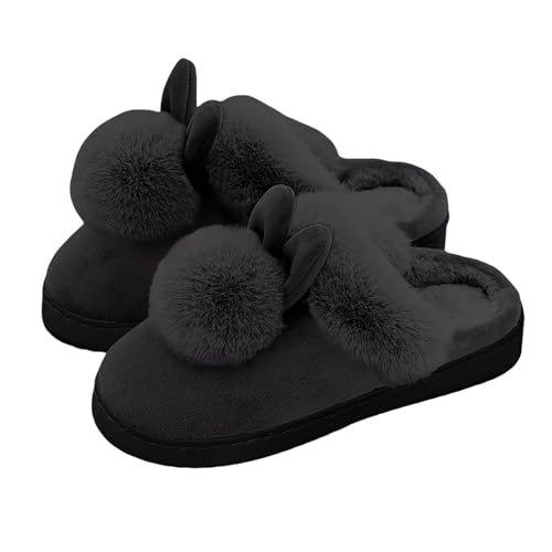 Paare Bequeme Hause Niedliche Winter Hausschuhe Für Männer Frauen Dicke Sohle Warme Hausschuhe (Black, 41) von Generisch