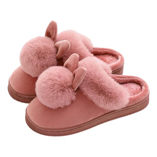 Paare Bequeme Hause Niedliche Winter Hausschuhe Für Männer Frauen Dicke Sohle Warme Hausschuhe (Watermelon Red, 41) von Generisch