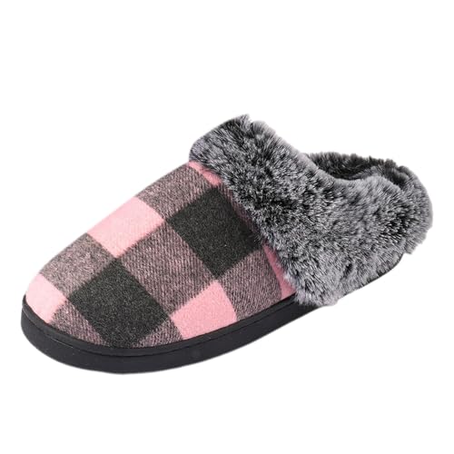 Paare Männer Frauen Slip On Pelzigen Flache Hause Winter Runde Zehe Halten Warme Drucke Hausschuhe Schuhe (37) von Generisch