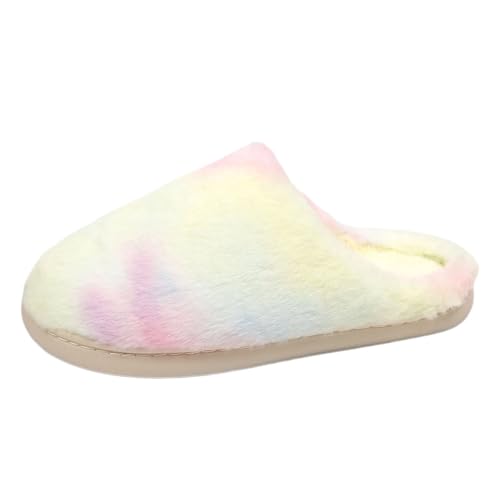 Paare Männer Frauen Slip On Pelzigen Flache Hause Winter Runde Zehe Halten Warme Drucke Hausschuhe Schuhe (41) von Generisch