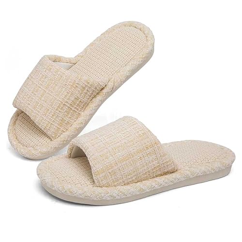 Paare Mode Open Toe Stoff Stumm Hausschuhe Herren und Damen Leinen Hausschuhe Damenschuhe Pumps (White, 39) von Generisch