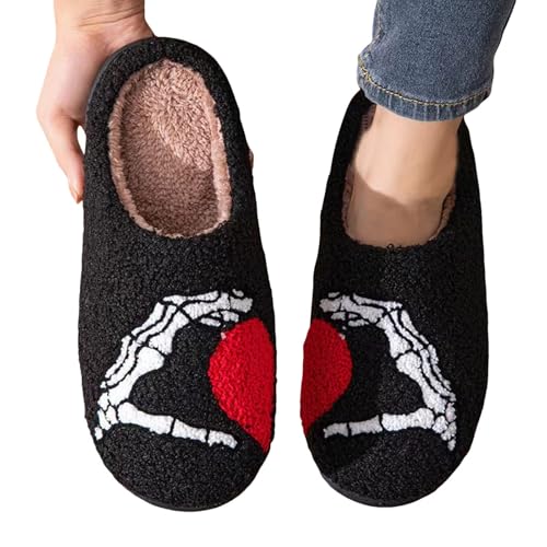 Paare Winter Mode Muster Hausschuhe für Männer Frauen Bequeme Hause Warme Hausschuhe (Black, 45) von Generisch