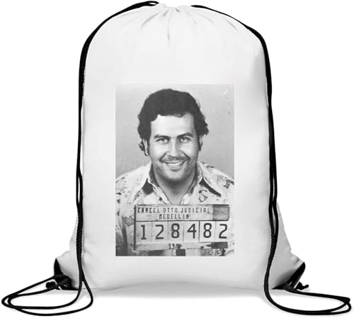 Pablo Escobar El Medellin Mugshot Gym Sack Casual Drawstring Bag White von Generisch