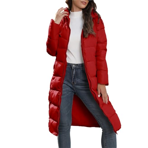 Generisch Packbare Daunenjacke für Damen, Pufferjacke mit Kapuze, leichter Wintermantel C Und A Online Shop (Red, XXL) von Generisch