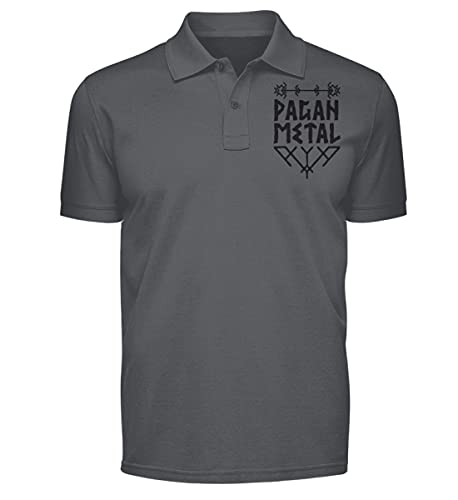 Pagan Metal (schwarz) | Viking Metal, Asatru, Heidentum, Wikinger, Thors Hammer, RIger - Polo Shirt -XL-Charcoal (Solid) von Generisch