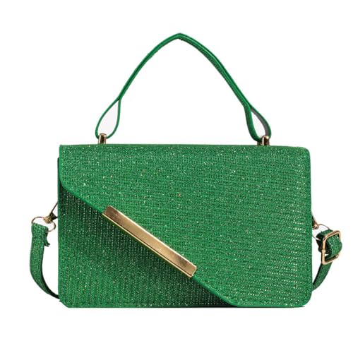 Pailletten Abendtasche Damen Glitter Handtasche 2024 Einfarbige klein Quadratische Tasche Clutches Elegant Schulter-Umhängetasche für Hochzeiten Partys Bankette Dates (Grün) von Generisch