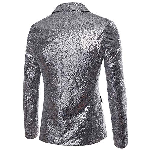 Pailletten Anzug Herren Komplettset Herren Pailletten Blazer Sakko Freizeit Anzugjacke Diverse Größen Herren Slim Fit Freizeitherren Glitter Anzug Jacke Karneval Kostüm von Generisch