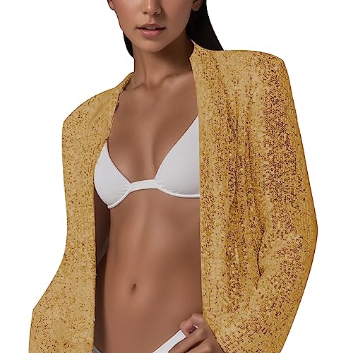 Pailletten Blazer Damen Karneval Glitzer Jacke Langarm Metallic Goldener Sakko Glänzend Jacke Elegant Blazermantel Glänzende Women's Cardigans Festlich Große Größen Glitzer Blazer Party Disco Outfit von Generisch
