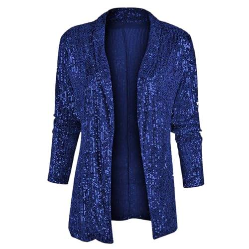 Pailletten Blazer Damen Karneval Glitzer Jacke Langarm Metallic Goldener Sakko Glänzend Jacke Elegant Blazermantel Glänzende Women's Cardigans Festlich Große Größen Glitzer Blazer Party Disco Outfit von Generisch
