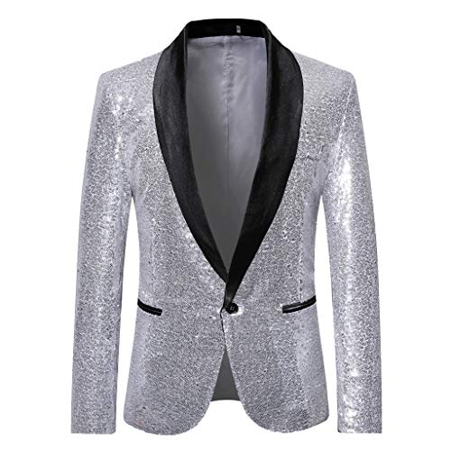 Pailletten Blazer Herren Glitzer Sakko Glitzer Anzug Gold Slim Fit Party Smoking Karneval Kostüm Anzugjacken für Herren Faschingskostüme Männer Disco Outfit von Generisch