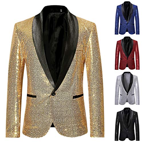 Pailletten Blazer Herren Glitzer Sakko Glitzer Anzug Gold Slim Fit Party Smoking Karneval Kostüm Anzugjacken für Herren Faschingskostüme Männer Disco Outfit Pailletten Blazer Herren Glitzer Sakko Glitzer Anzug Gold Slim Fit Party Smoking Karneval Kostüm Anzugjacken für Herren Faschingskostüme Männer Disco Outfit von Generisch