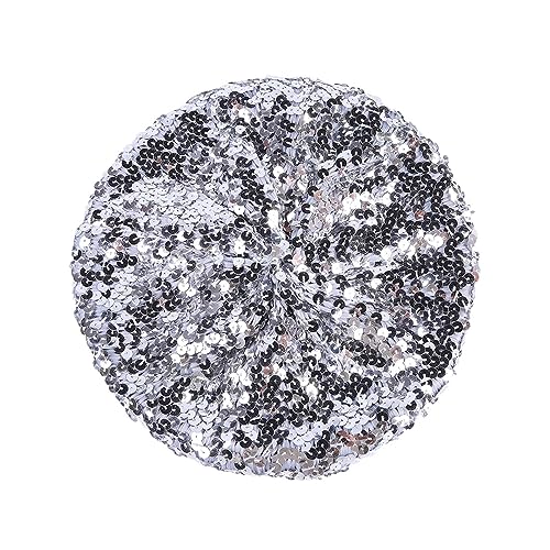 Pailletten Hut Glitzernde Pailletten Barett Mütze Disco Outfit Accessoire Mütz mit Glänzende Pailletten Glänzende Beanie-Mütze Pailletten Baskenmütze Glänzende Beanie Mütze von Generisch