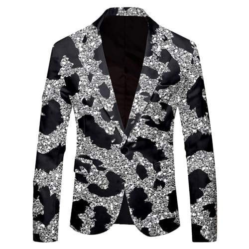 Pailletten Jacke Herren Party Blazer Weihnachten Silvesterparty Glänzende Pailletten Anzugjacke Glitzer Outfit Anzugjacke Glitzer Blazer Glitzer Sakko Pailletten Sakko Smoking Jacket von Generisch