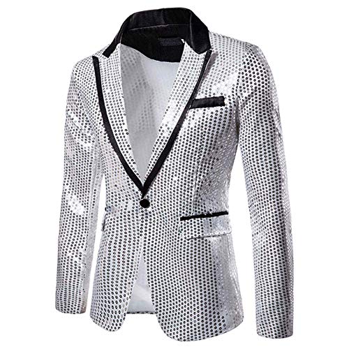 Pailletten Jacke Herren Party Blazer Weihnachten Silvesterparty Glänzende Pailletten Anzugjacke Glitzer Outfit Anzugjacke Glitzer Blazer Glitzer Sakko Pailletten Sakko Smoking Jacket von Generisch