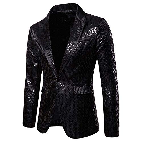 Pailletten Jacke Herren Party Blazer Weihnachten Silvesterparty Glänzende Pailletten Anzugjacke Glitzer Outfit Anzugjacke Glitzer Blazer Glitzer Sakko Pailletten Sakko Smoking Jacket von Generisch