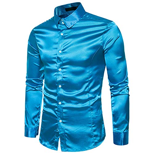 Pailletten Oberteil Herren, Glänzende Hemd Langarm Metallic Tshirt Glitzer Shirt 70er Jahre Disco Outfit Party Kostüm Karnevalskostüme Goldenes Silber Oberteil Freizeithemd Glitzer Poloshirts von Generisch