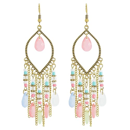 Pair Long Earrings Earrings Drop Dangle Earring Earring Set For Women And Girls Spiralförmige Creolen (Pink, One Size) von Generisch