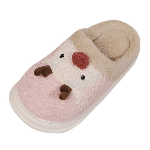 Pantoffeln Damen Niedlich Warm Haus Baumwolle Hausschuhe - Winter Geschlossen Indoor Tierpantoffel Niedliche Hauspantoffeln Filzpantoffeln Bequem Plüschhausschuhe Für Weihnachten Slipper von Generisch
