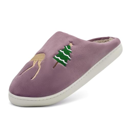 Pantoffeln Damen Plüsch, Damen Weihnachts Hausschuhe Unisex Hauspantoffeln Weihnachtsbaum Hüttenschuhe Lustige Heimschuhe Bequem Baumwollhausschuhe Weiche Sohle Slippers Paare Winterschuhe von Generisch