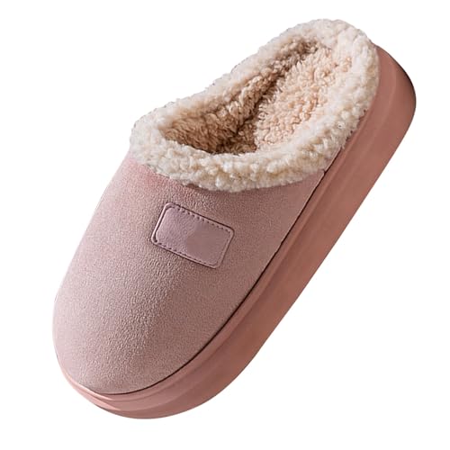 Pantoffeln Damen Plüsch ， Winter Hausschuhe Damen Wolle Rutschfest Pantoletten Dicke Sohle Hauspantoffeln Plus Filzpantoffeln Unisex Winterhausschuhe Casual Heimschuhe Bequem Schlupfschuhe von Generisch