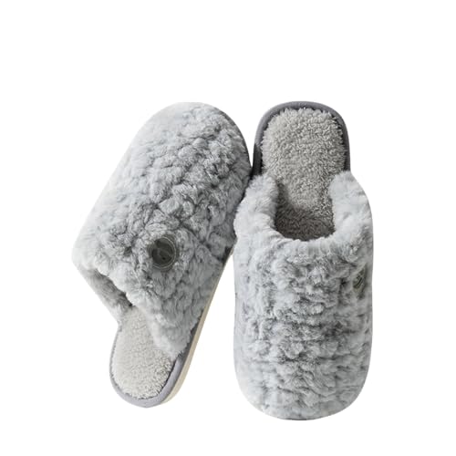 Pantoffeln Damen Plüsch - Hausschlappen Damen Flauschig Filzpantoffeln Baumwolle Latschen Mit Filz Outdoorschuhe Freizeit Bettschuhe Winter Winterpantoffeln Plüsch Fussbettpantoffel von Generisch