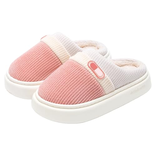 Pantoffeln für Damen, breite Passform, Hausschuhe, Memory-Schaum für pralle, Fleece-gefüttert, rutschfeste Schuhe, rose, 39 EU von Generisch