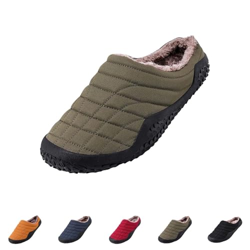 Pantoffeln für Paare Warme Memory Foam Slide Baumwollleinen Hausschuhe Damen Herren Plüsch Fleece Gefüttert Thermo Hüttenschuhe für Frauen Anti-Rutsch Pantoletten Bequem Geschlossene Zehen Wolken von Generisch