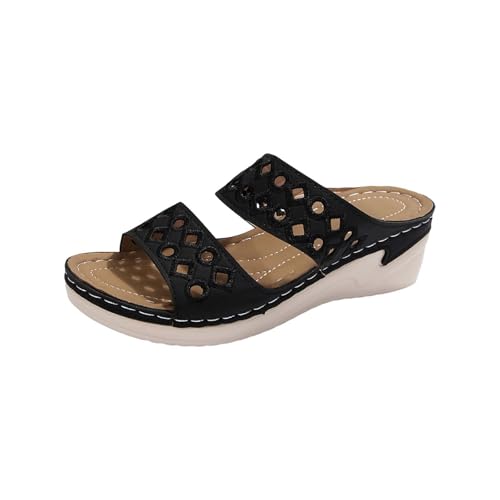 Pantoletten Damen Mit Absatz Keilsandalen Strandschuhe Peep Toe Römersandalen Sommerschuhe Plateau Sandalen Wedges Slipper Slides Damensandalen High Heels Pumps Gartenschuhe Hausschuhe von Generisch
