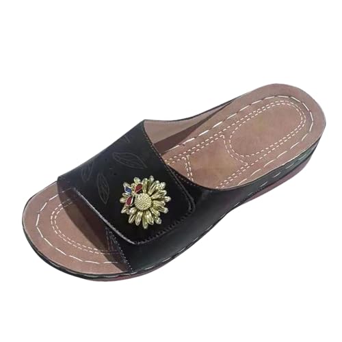Pantoletten Damen Peep Toe Latschen Casual Strandschuhe Leichte Slipper Bequeme Latschen Rutschfeste Schlappen Orthopädische Wanderschuhe Elegant Keilabsatz Hausschlappen Leder Outdoor Walkingschuhe Pantoletten Damen Peep Toe Latschen Casual Strandschuhe Leichte Slipper Bequeme Latschen Rutschfeste Schlappen Orthopädische Wanderschuhe Elegant Keilabsatz Hausschlappen Leder Outdoor Walkingschuhe von Generisch