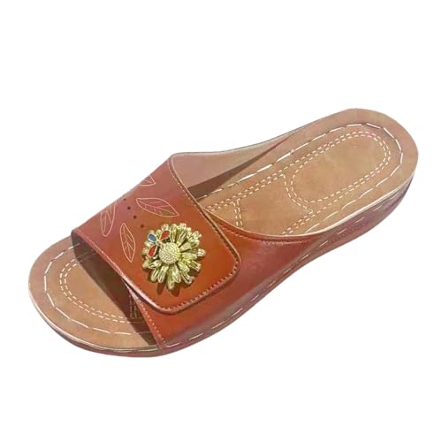 Pantoletten Damen Peep Toe Latschen Casual Strandschuhe Leichte Slipper Bequeme Latschen Rutschfeste Schlappen Orthopädische Wanderschuhe Elegant Keilabsatz Hausschlappen Leder Outdoor Walkingschuhe Pantoletten Damen Peep Toe Latschen Casual Strandschuhe Leichte Slipper Bequeme Latschen Rutschfeste Schlappen Orthopädische Wanderschuhe Elegant Keilabsatz Hausschlappen Leder Outdoor Walkingschuhe von Generisch