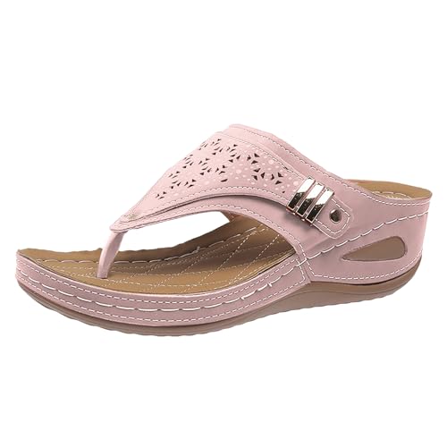 Pantoletten Damen Plateau Flip Flops Zehentrenner Sandalen mit Keilabsatz Verstellbare Schnalle Hausschuhe mit Orthopädie Arch Support Yoga Mat Sandalen Komfort Strand Schuhe Zehenstegpantolette Pantoletten Damen Plateau Flip Flops Zehentrenner Sandalen mit Keilabsatz Verstellbare Schnalle Hausschuhe mit Orthopädie Arch Support Yoga Mat Sandalen Komfort Strand Schuhe Zehenstegpantolette von Generisch