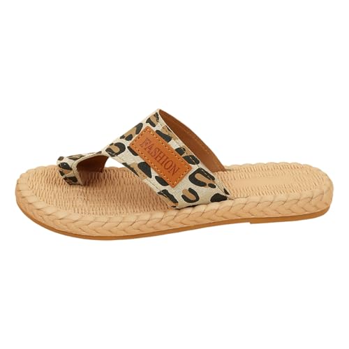 Pantoletten Damen Sommer Zehentrenner Sandalen Big Toe Slippers Flachs mit Texturierten Sohlen Flip Flops Strandsandalen Bequeme Leichte Hausschuhe mit Leopardenmuster Freizeit Sommerschuhe Frauen Pantoletten Damen Sommer Zehentrenner Sandalen Big Toe Slippers Flachs mit Texturierten Sohlen Flip Flops Strandsandalen Bequeme Leichte Hausschuhe mit Leopardenmuster Freizeit Sommerschuhe Frauen von Generisch