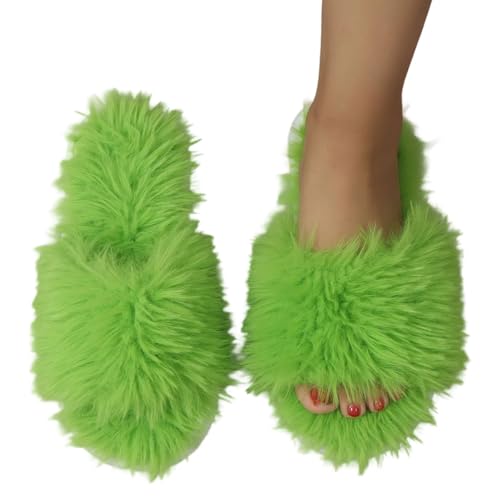 Pantoletten Damen Unisex Gästepantoffeln Frauen Bequeme Winter Hausschuhe Plüsch Filzhausschuhe Slippers Warm Filz Filzpantoffeln Pantoffeln 02 Grün 37 von Generisch