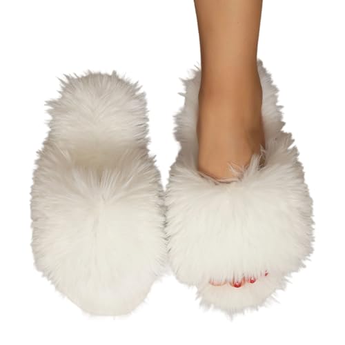 Pantoletten Damen Unisex Gästepantoffeln Frauen Bequeme Winter Hausschuhe Plüsch Filzhausschuhe Slippers Warm Filz Filzpantoffeln Pantoffeln 02 Weiß 43 von Generisch