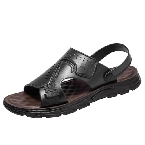 Pantoletten Herren Sandaletten, Sommer Sandalen Herren Leder Sandaletten - Weichen Sohlen Slippers Bequem Leichte Trekkingsandalen rutschfest Wandersandalen Weichen Sohlen Sommerschuhe Fahrsandalen von Generisch
