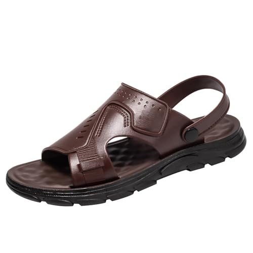 Pantoletten Herren Sandaletten, Sommer Sandalen Herren Leder Sandaletten - Weichen Sohlen Slippers Bequem Leichte Trekkingsandalen rutschfest Wandersandalen Weichen Sohlen Sommerschuhe Fahrsandalen von Generisch