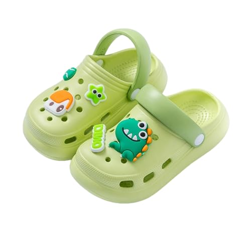 Pantoletten Kinder,Unisex Kinder Clogs Pantoletten Jungen Mädchen Hausschuhe Sommer Sandalen rutschfeste Gartenschuhe Leichte Barfußschuhe Eva Gartenclogs Atmungsaktiv Strandschuhe Gummi Grün 34 von Generisch