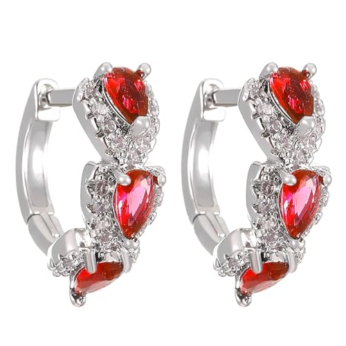 Parallele Ohrringe The Latest European Simple Fashion Is Suitable For Women's Jewelry Earrings Funkelnde Creolen Für (Red, One Size) von Generisch