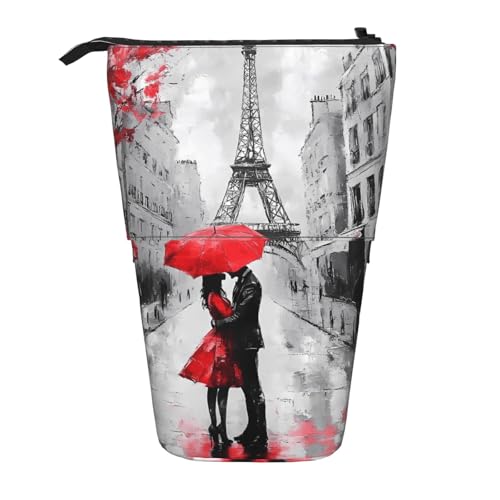 Paris Stehendes Federmäppchen für Paare, Eiffelturm, Stifteetui, Teleskop-Bleistifttasche, Pop-Up-Kosmetiktasche, Schreibwaren-Organizer für Schule, Büro, Reisen von Generisch