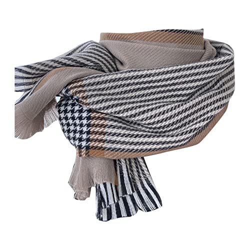 Pashmina Schal Damen Ohne Fransen Damen-Winter-Schal, klassischer Schal, warm, weich, große Decke, Schals Halstuch Damen Baumwolle Blau (Coffee, One Size) von Generisch