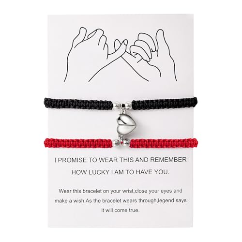 Passendes Paar Armbänder für Sie und Ihn, verstellbar, geflochten, 8 Herzen, Schmuck, Halskette für Anhänger, Einheitsgröße, Metall, Kein Edelstein von Generisch