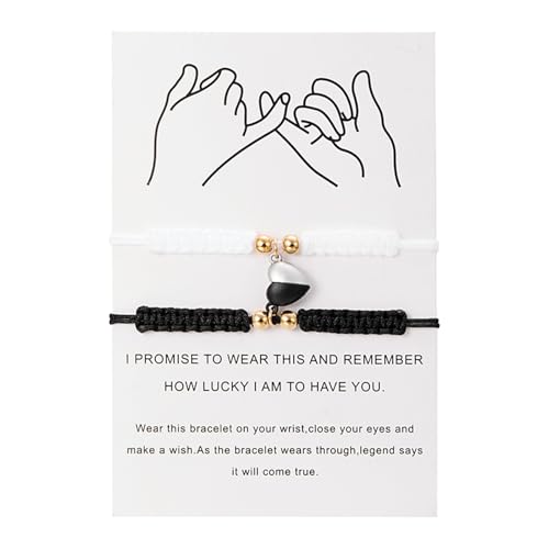 Passendes Paar Armbänder für Sie und Ihn, verstellbar, geflochten, 8 Herzen, Schmuck, Halskette für Anhänger, Einheitsgröße, Metall, Kein edelstein von Generisch