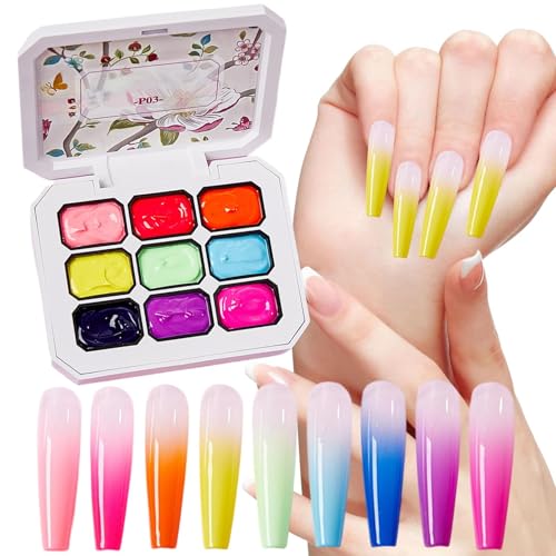 Pat Gel Polish, 9 Color Gradient Painting Gels, 22.5ml Creative Manicure Polish Palette to Girls, Homemade Design Accessories for Artistic Nail Paintings and Styling von Generisch