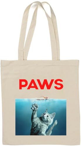 Paws Poster Parody Kitty Attacks Natürliche Baumwoll-Tragetasche, Weiß von Generisch